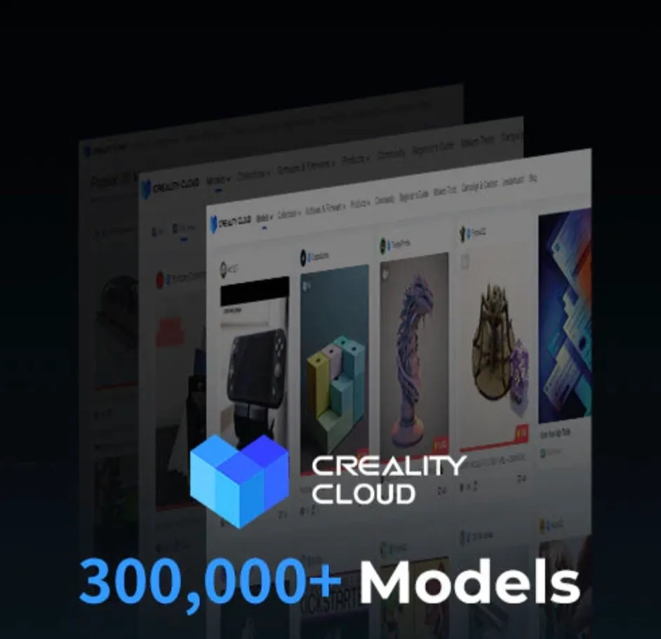 Creality Cloud interface with 300000 models used with Hyper Series ABS 3D Printing Filament 1kg
