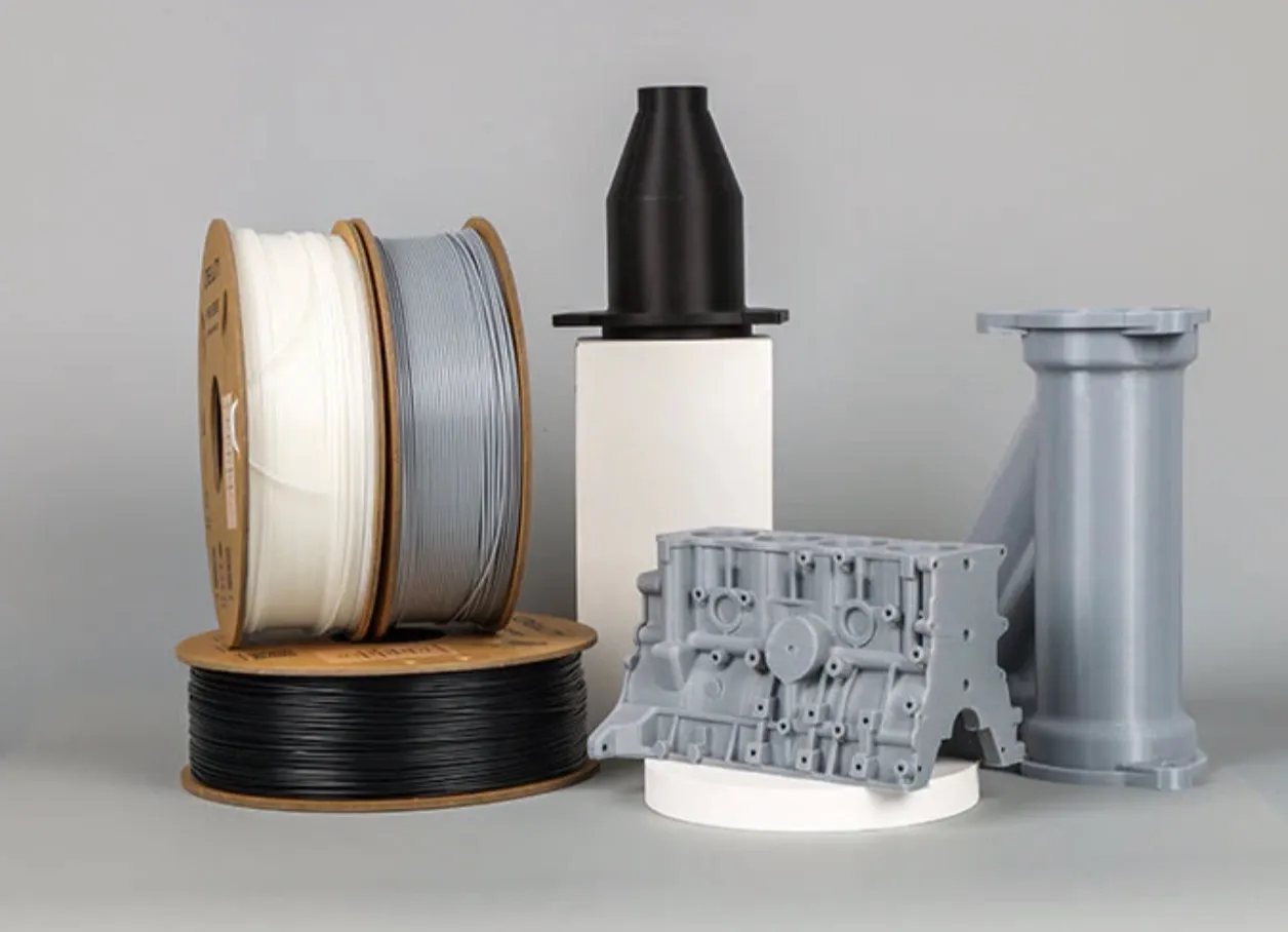 Hyper Series ABS 3D Printing Filament 1kg spools with engineering printed parts and functional prototypes