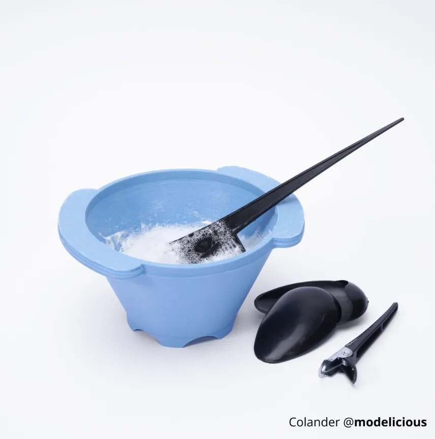 kitchen colander bowl 3D printed using Bambu Lab PA6-GF Filament showing durable nylon composite material