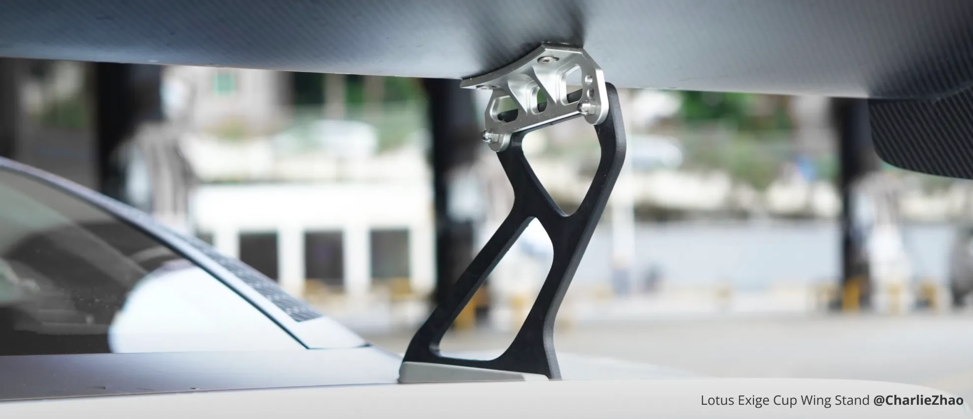 Lotus Exige Cup wing stand bracket 3D printed using Bambu PPA-CF Black carbon fiber reinforced 3D printing filament Color Code 73100