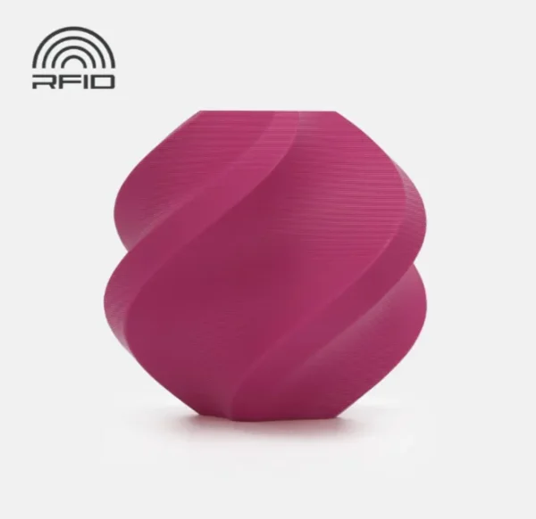 Matte Plum Spiral Geometric Sample – Color Code 11204 Spiral geometric 3D printed sample in matte plum color with smooth curved surface and visible fine layer lines