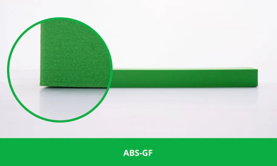 surface detail of a 3D printed part using standard ABS filament for comparison with ABS-GF