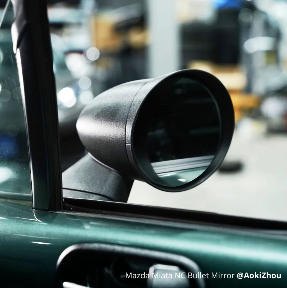 Mazda Miata NC bullet mirror housing 3D printed using Bambu PPA-CF Black carbon fiber 3D printing filament Color Code 73100