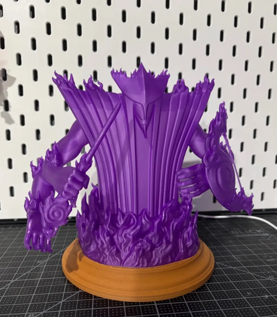 Fantasy-style sculpture printed with Bambu Lab PLA Translucent Purple Filament with Spool 13710 featuring sharp details, smooth surfaces, and vibrant translucent purple color.