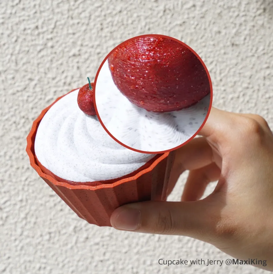 close up of sparkle texture produced by Bambu PLA Spark filament in 3D printing