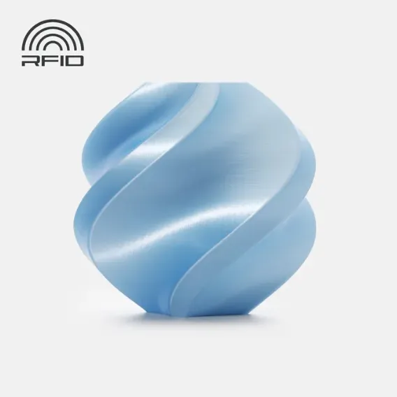 Spiral geometry test model printed with Bambu Lab PLA Silk+ Baby Blue Filament 1.75mm 1kg/Spool Color Code 13603