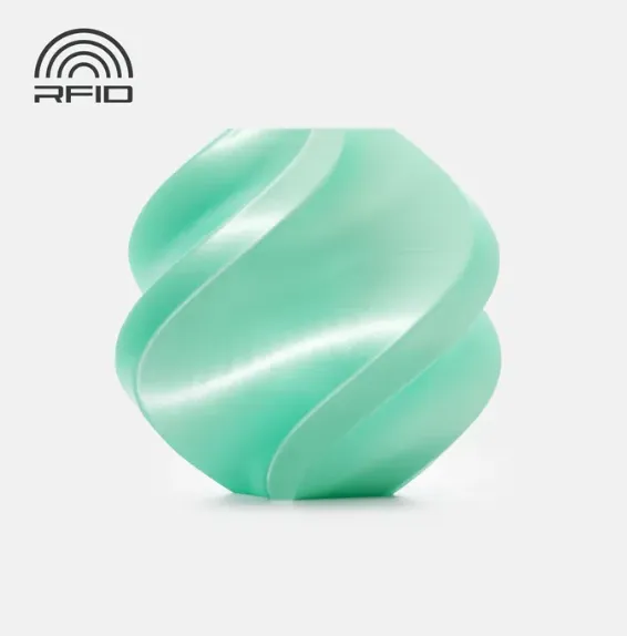 Spiral geometric test sample printed with Bambu Lab PLA Silk+ Mint Green Filament 1.75mm 1kg/Spool Color Code 13507