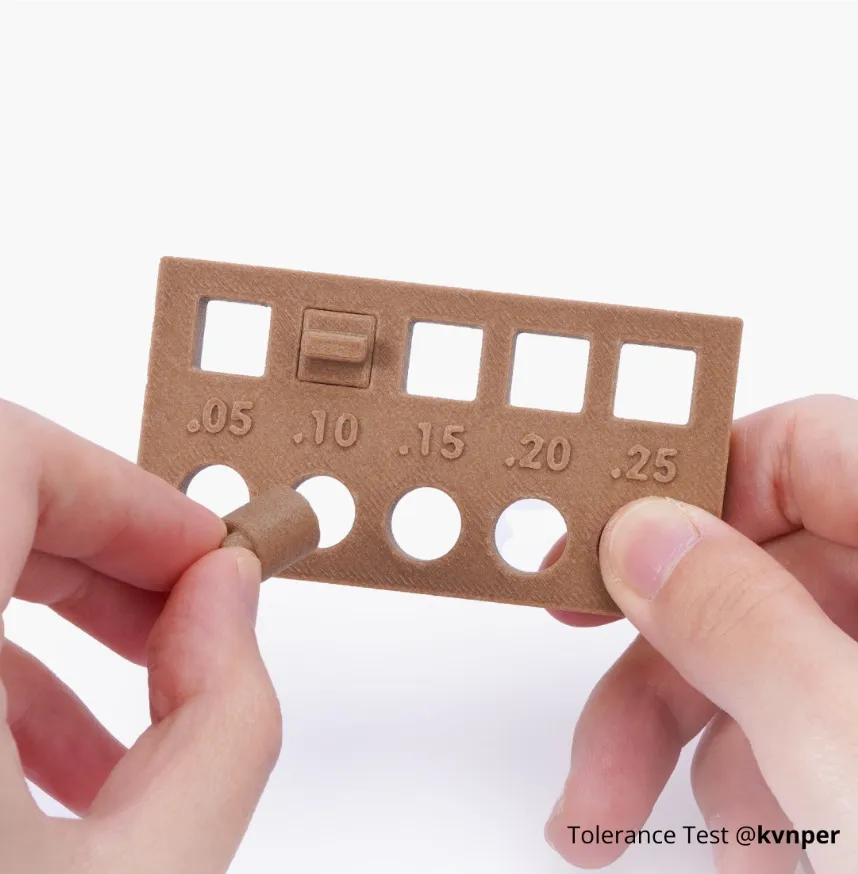 dimensional tolerance test model printed using Bambu Lab PA6-GF Filament showing precise engineering accuracy