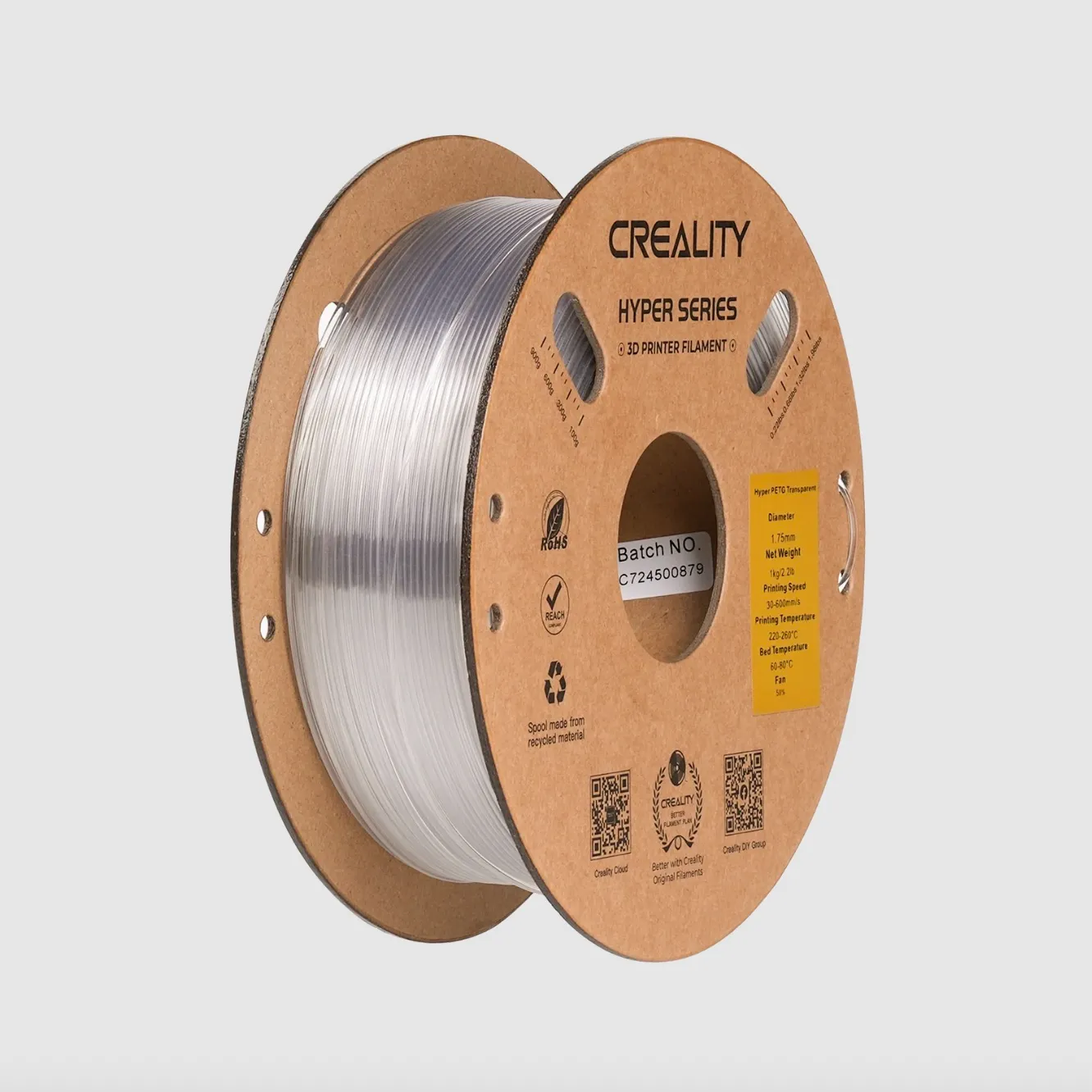 Creality Hyper Series PETG Transparent filament 1.75mm 1kg spool
