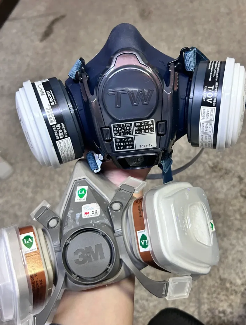 dual filter respirator masks for spray painting and 3D print finishing safety